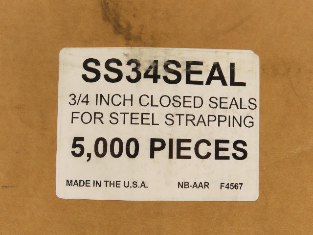 SS34SEAL Metal Strapping Seal 3/4" x 1" Closed Clips .020 Steel Lot of 5000