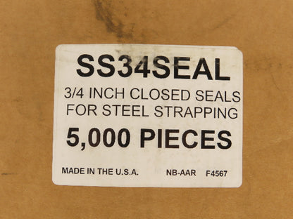 SS34SEAL Metal Strapping Seal 3/4" x 1" Closed Clips .020 Steel Lot of 5000