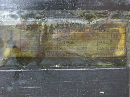 Okuma BL-MC100J-30S AC Servo Motor 3kW 3000 RPM 133V 13.4A 3PH Encoder