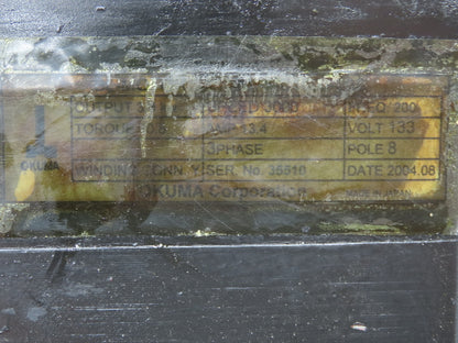 Okuma BL-MC100J-30S AC Servo Motor 3kW 3000 RPM 133V 13.4A 3PH Encoder