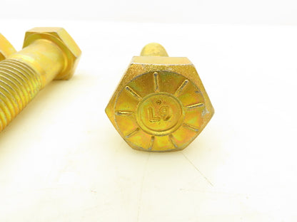 1"-8 x 4" Grade L9 Hex Head Cap Screw Bolt Zinc Yellow Coarse Thread Lot of 6