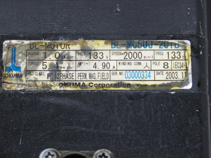 Okuma BL-MC50J-20TB AC Servo Motor 1kW 133V 2000 RPM 4.9A 3PH Encoder
