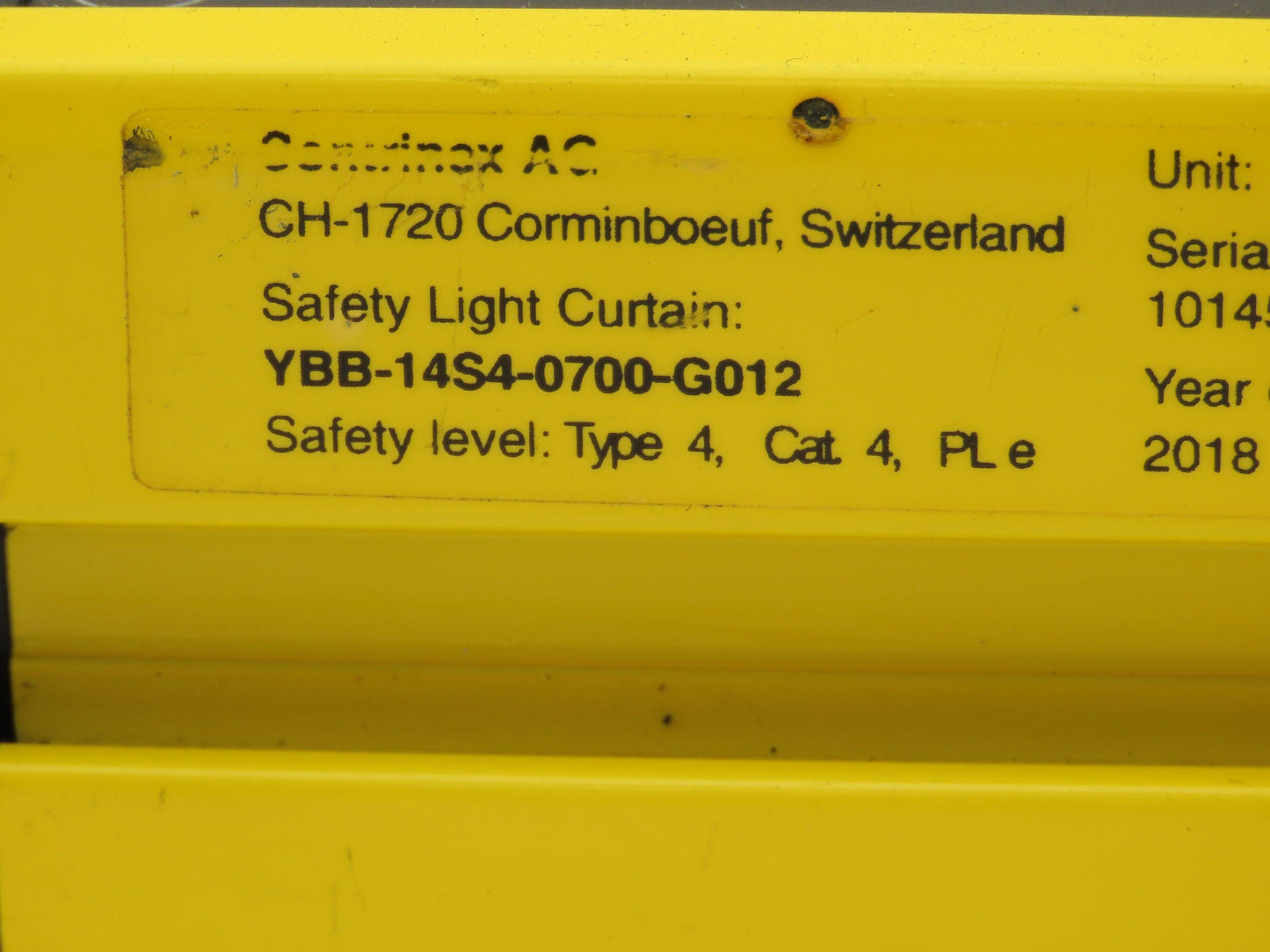 Contrinex YBB-14S4-0700-G012 Safetinex Safety Light Curtain Sender 653mm Long