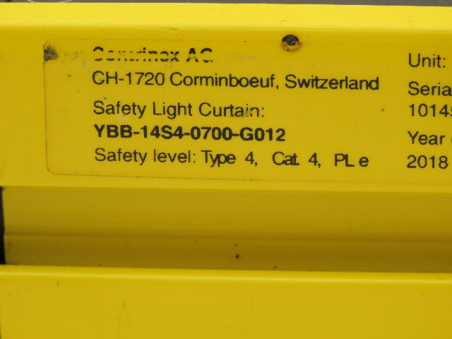 Contrinex YBB-14S4-0700-G012 Safetinex Safety Light Curtain Sender 653mm Long