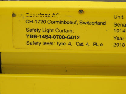 Contrinex YBB-14S4-0700-G012 Safetinex Safety Light Curtain Sender 653mm Long