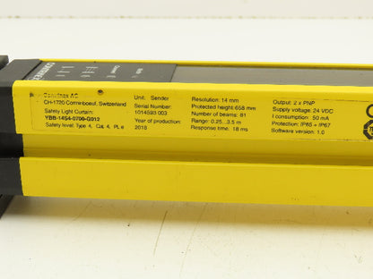 Contrinex YBB-14S4-0700-G012 Safetinex Safety Light Curtain Sender 653mm Long