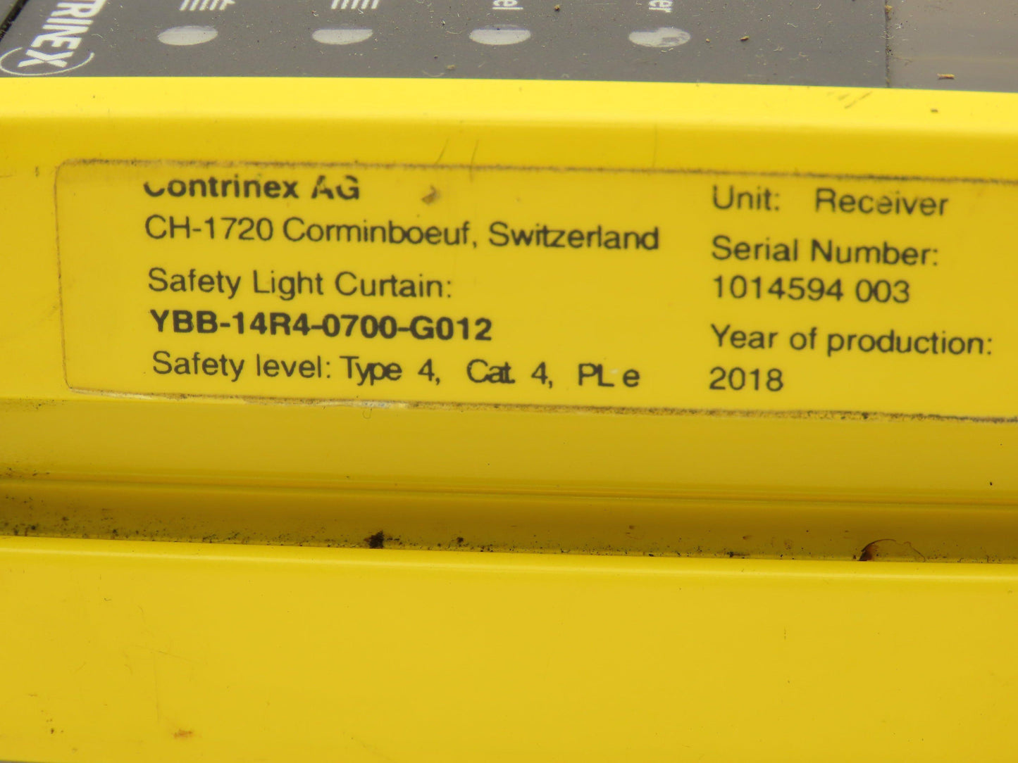 Contrinex YBB-14R4-0700-G012 Safetinex Safety Light Curtain Receiver 653mm Long