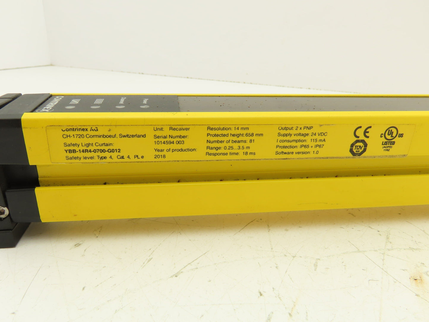 Contrinex YBB-14R4-0700-G012 Safetinex Safety Light Curtain Receiver 653mm Long