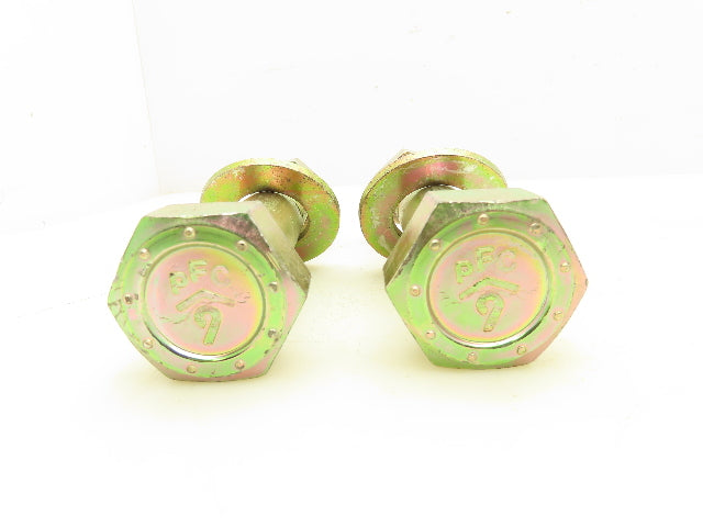 1-1/8"-7x6" Grade PFC9 Hex Head Cap Screw Bolt With Washer And Nut Set Lot Of 2