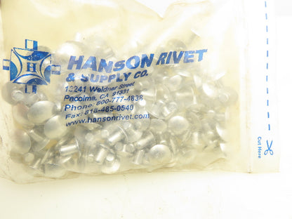 Hanson Grainger 55A0806-EA-100 Aluminum Solid Rivet 1/4 x 3/8" 100 Pack Lot of 4