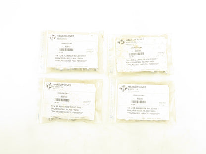 Hanson Grainger 55A0806-EA-100 Aluminum Solid Rivet 1/4 x 3/8" 100 Pack Lot of 4