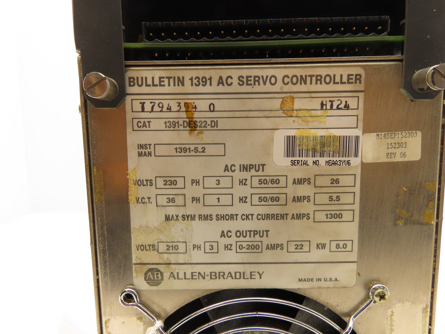 Allen Bradley 1391-DES22-DI Digital AC Servo Controller Drive 230V 3Ph 8kw