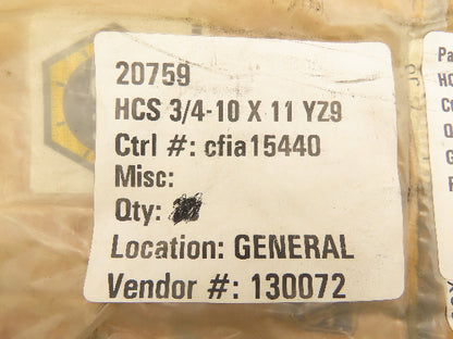 Brighton 20759 HSC 3/4"-10x11" L9 Hex Head Cap Screw Partially Threaded