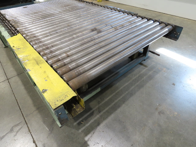 57"x 7' 6" Chain Drive Pallet Conveyor 2.5" Roller 50"BF w/Pneumatic Load Lifter