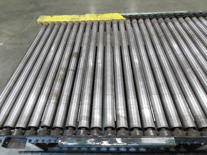 57"x 7' 6" Chain Drive Pallet Conveyor 2.5" Roller 50"BF w/Pneumatic Load Lifter
