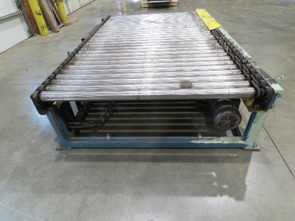 57"x 7' 6" Chain Drive Pallet Conveyor 2.5" Roller 50"BF w/Pneumatic Load Lifter