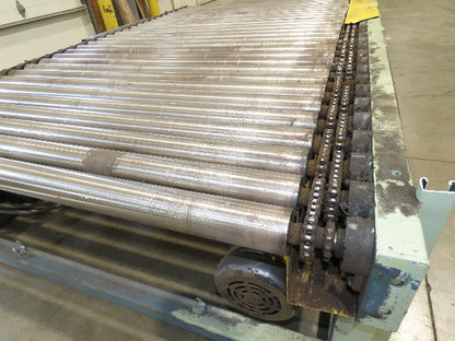 57"x 7' 6" Chain Drive Pallet Conveyor 2.5" Roller 50"BF w/Pneumatic Load Lifter