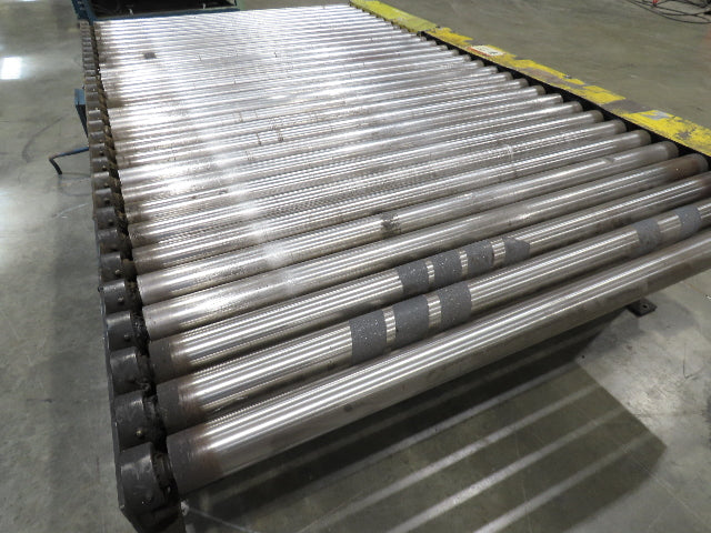 57"x 7' 6" Chain Drive Pallet Conveyor 2.5" Roller 50"BF w/Pneumatic Load Lifter