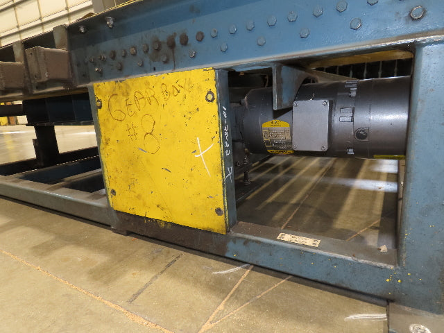 57"x 7' 6" Chain Drive Pallet Conveyor 2.5" Roller 50"BF w/Pneumatic Load Lifter