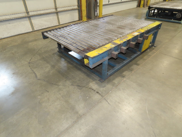 57"x 7' 6" Chain Drive Pallet Conveyor 2.5" Roller 50"BF w/Pneumatic Load Lifter