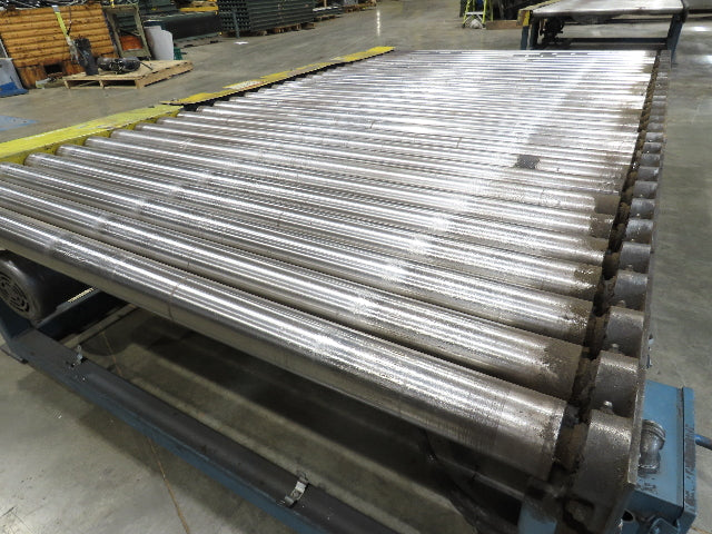 57"x 7' 6" Chain Drive Pallet Conveyor 2.5" Roller 50"BF w/Pneumatic Load Lifter