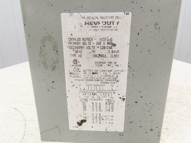 Sola Hevi-Duty HS5F3AS Transformer 3kva 1PH 240/480HV 120/240LV Type 3R