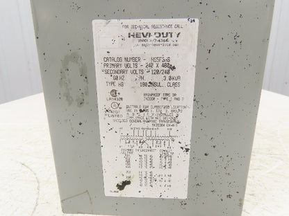 Sola Hevi-Duty HS5F3AS Transformer 3kva 1PH 240/480HV 120/240LV Type 3R