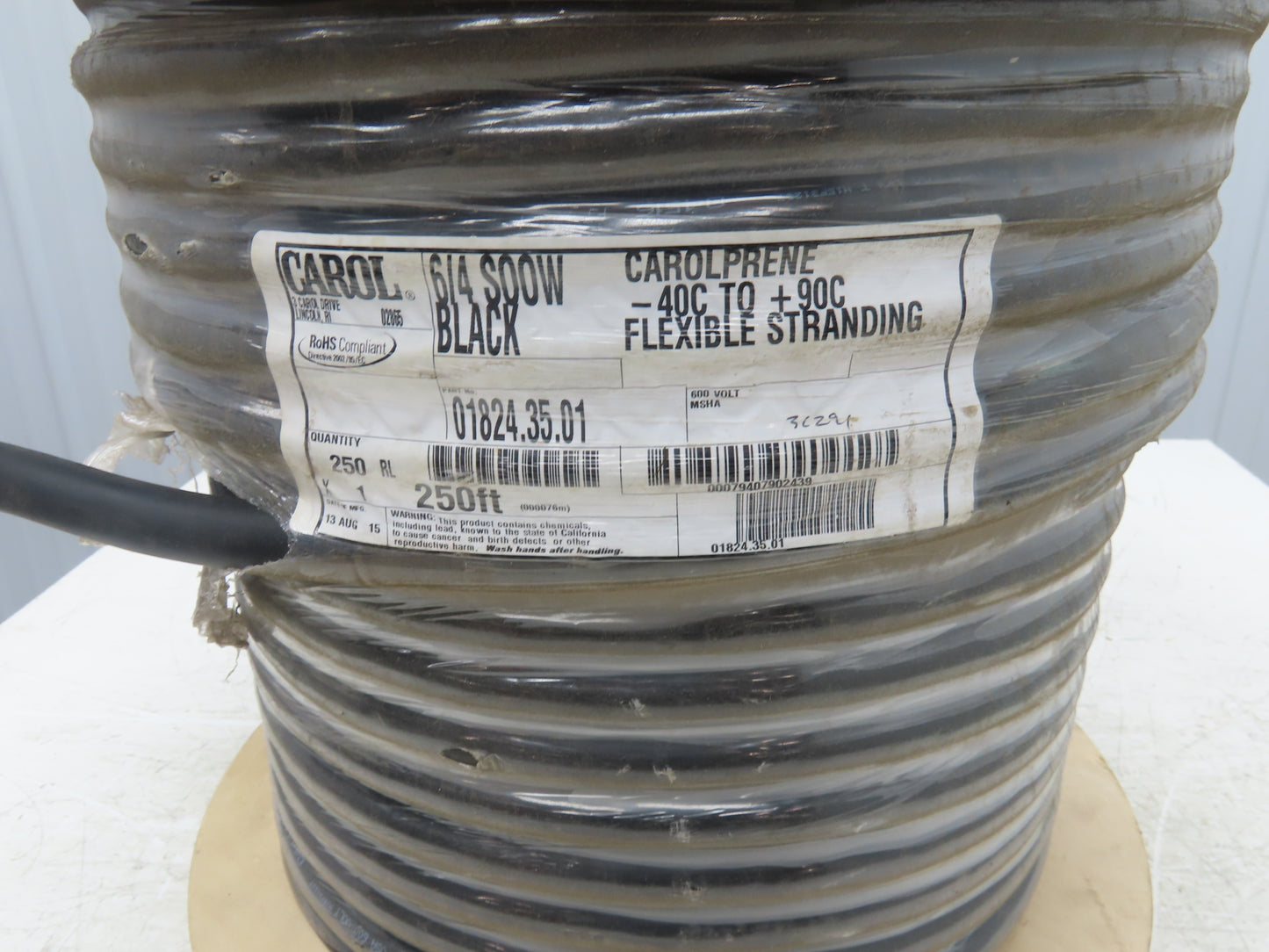 Carol 01824.35.01 Carolprene 6/4C SOOW 600V/90C Portable Power Cord Black 250'