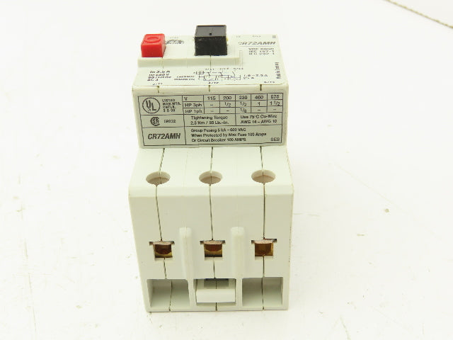 General Electric CR72AMH Starter Motor Protector 600V 2.5A 3 Pole