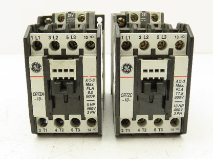 General Electric CR7ZA 10 Contactor Relay 24V Coil 600V 5HP 3PH Lot of 2