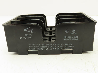 Connectron 633-99 Fuse Holder Block 30A 600V 3 Pole Lot of 4