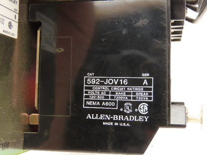Allen Bradley 500-T0D94 Contactor Reversing Motor Starter 120V Coil 9A 600V