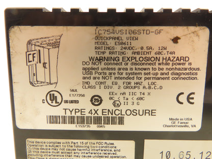 GE Fanuc ES0611 QuickPanel View 6" 24VDC Control Panel