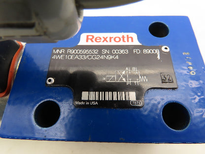 Rexroth 4WE 10 A33/CG24N9K4 Directional Control Solenoid Valve 24VDC R900595532