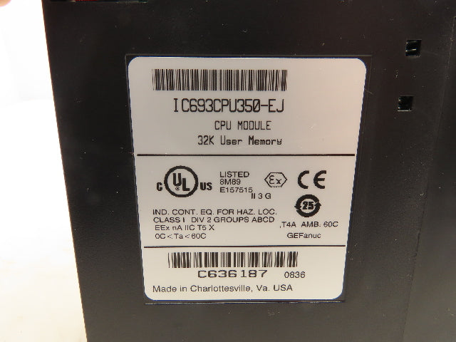 GE Fanuc IC693CPU350-EJ CPU Module 32K User Memory Unit