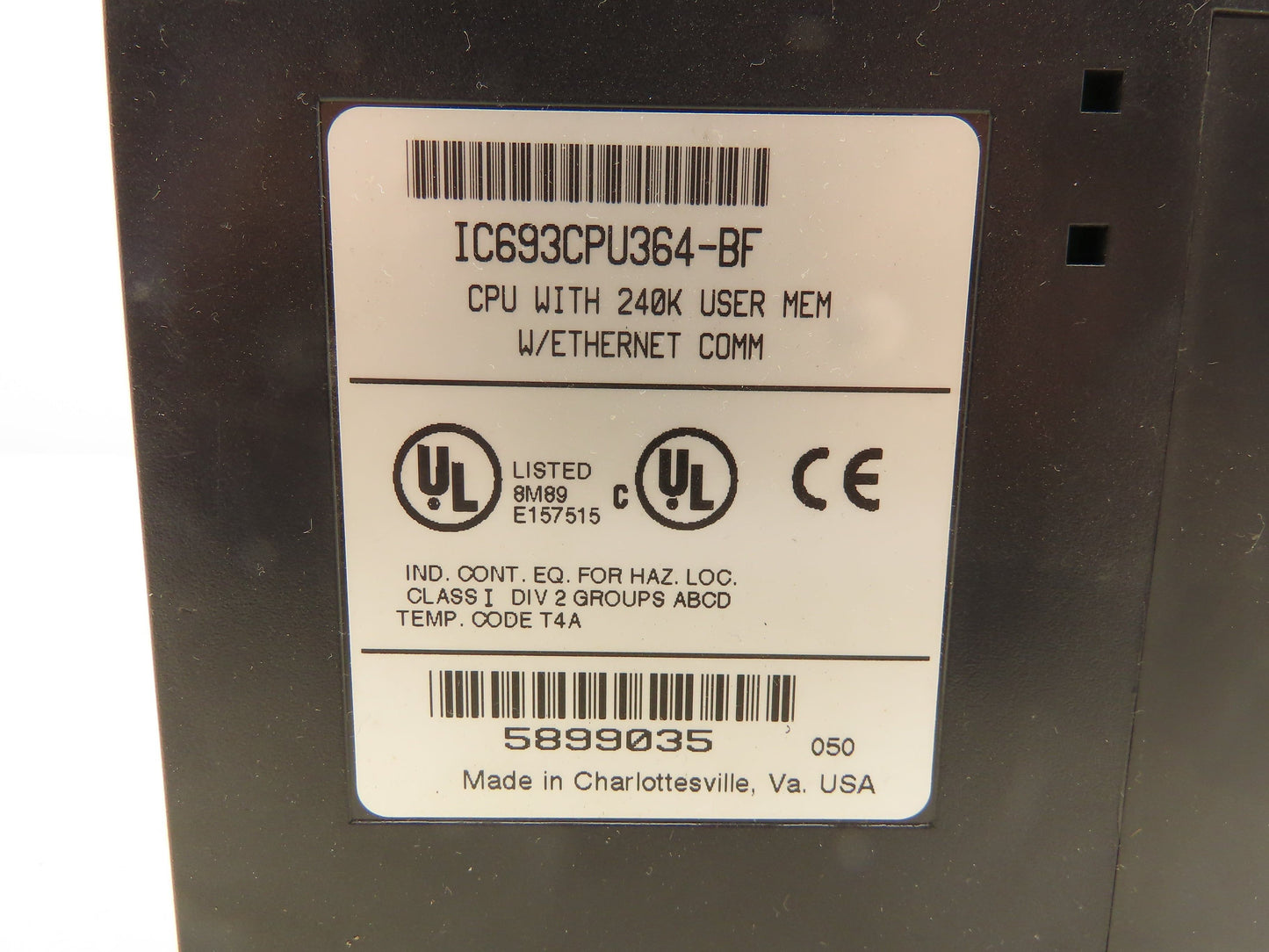 GE Fanuc IC693CPU364-BF CPU 240k User Memory Ethernet Comm **Bad Key Switch