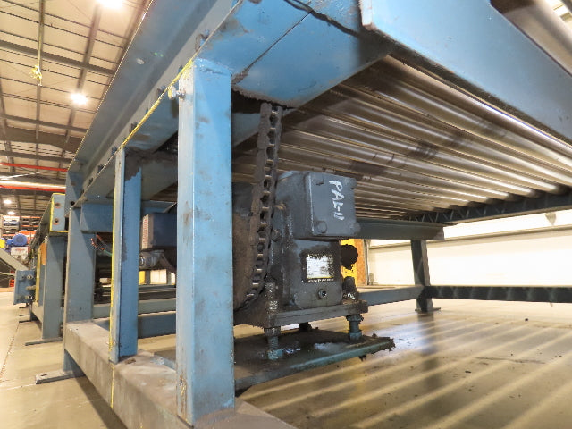 66"x 25' Chain Drive Pallet Conveyor 2.5" Roller 54"BF w/Shuttle Track Section