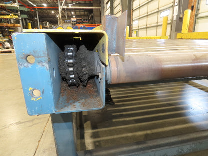 66"x 25' Chain Drive Pallet Conveyor 2.5" Roller 54"BF w/Shuttle Track Section