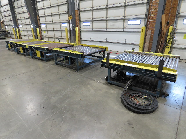 66"x 25' Chain Drive Pallet Conveyor 2.5" Roller 54"BF w/Shuttle Track Section
