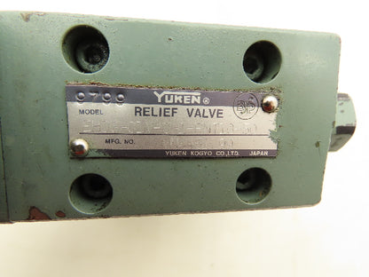 Yuken EHBG-06-C-50 Proportional Electro-Hydraulic Relief Valve EHDG-01V-C-1