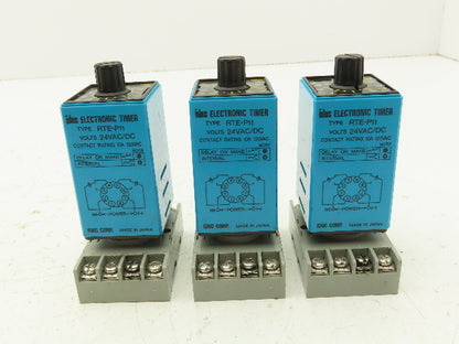 Idec RTE-P11 Electronic Timer Relay Socket 24V 10A 120V 0.1 Sec-10 Min Lot of 3