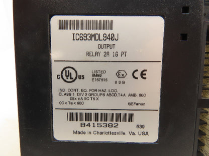 GE Fanuc IC693MDL940J PLC Output Relay Module 2A 16Pt