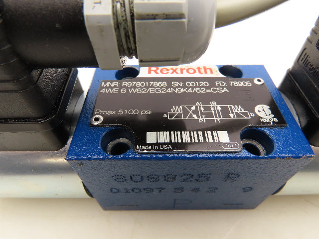 Rexroth 4WE 6 W62/EG24N9K4-62 Directional Control Solenoid Valve 24V 4/3 D03 NG6