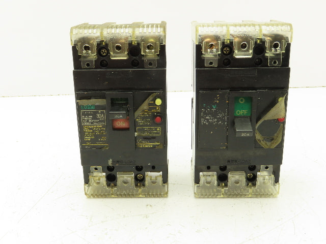 Fuji Electric EG33B Circuit Breaker 30A 3 Pole 100-200-415V Lot of 2