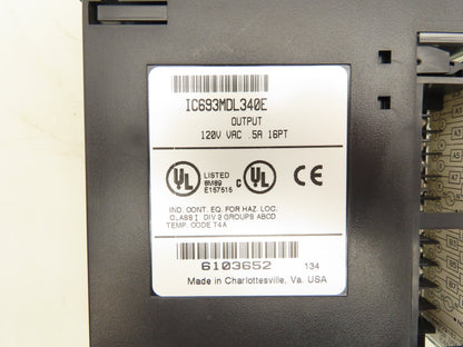 GE Fanuc IC693MDL340E PLC Output Module 120V 16Pt