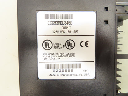 GE Fanuc IC693MDL340E PLC Output Module 120V 16Pt