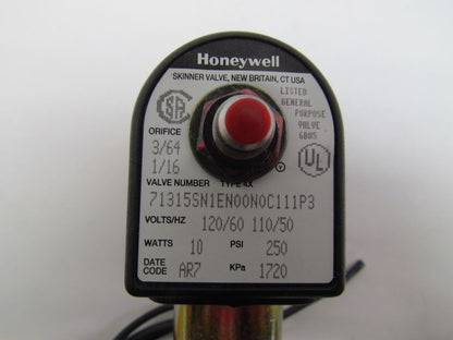 Honeywell Skinner Valve 71315SN1EN00N0C111P3 120V 1/8" NPT Solenoid Valve