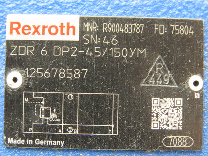 Rexroth ZDR 6 DP2-45/150YM Pressure Reducing Sandwich Valve NG6 D03 R900483787