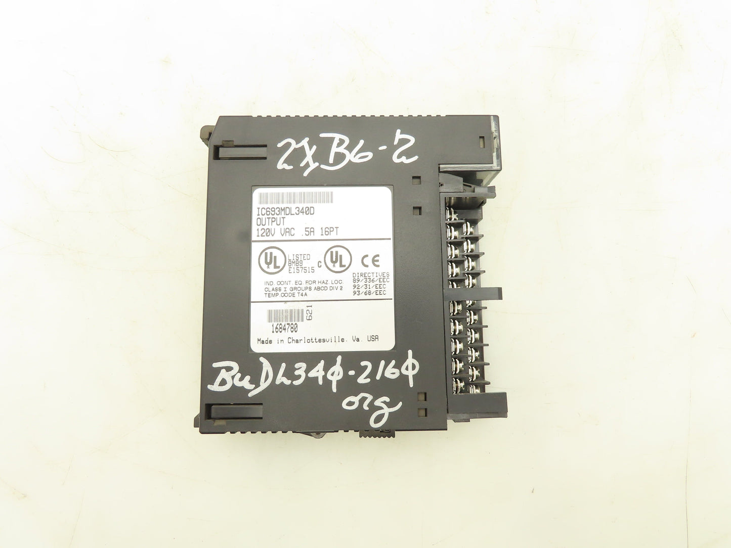 GE Fanuc IC693MDL340D PLC Output Module 120VAC 0.5A 16pt Lot of 2