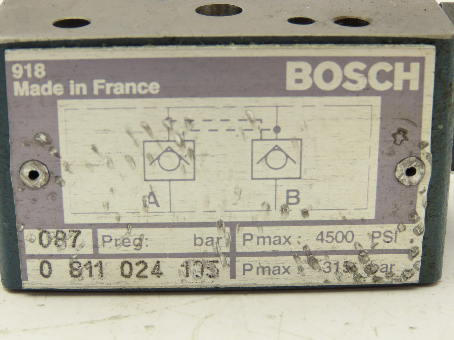Bosch 0 811 024 105 Check Valve Sandwich Plate NG6 D03